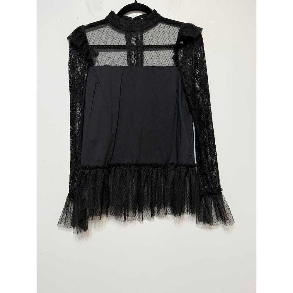 JustFab Goth Whimsigoth Blouse Women Small Victorian Coquette Dark Romance - Picture 3 of 7